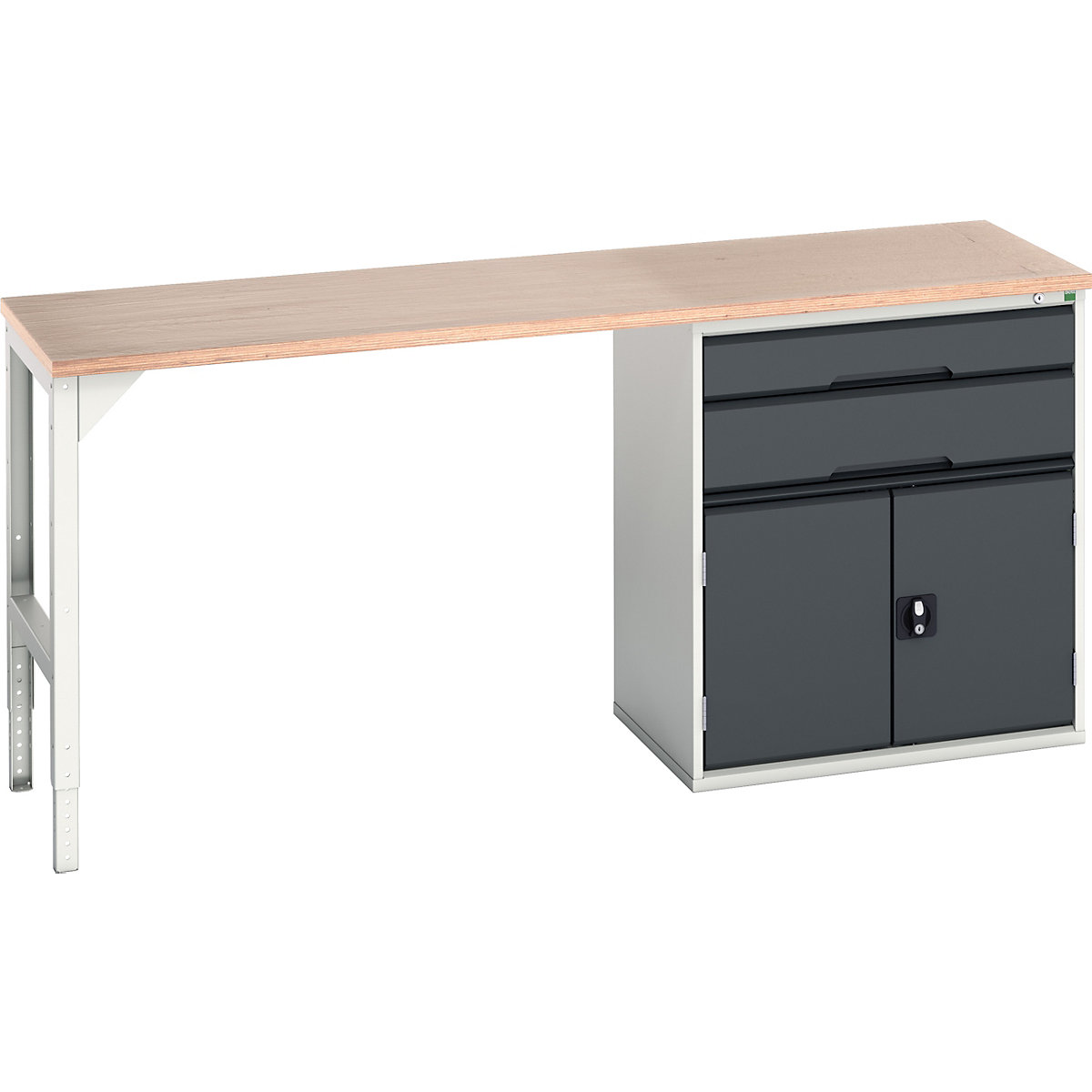 Bott Verso Pedestal Benches, Bott Verso Pedestal Benches, Bott Verso Pedestal Bench | 930h x 2000w x 600d mm | Anthracite Grey | MPX Worktop | 2 Drawer & Cupboard | 800w Cabinet-0