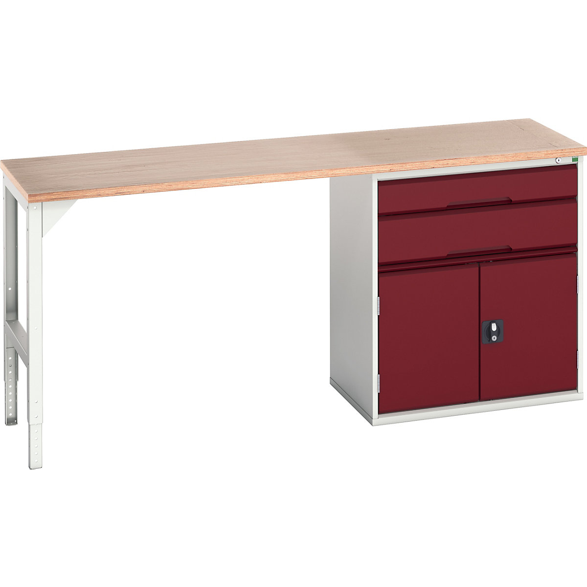 Bott Verso Pedestal Benches, Bott Verso Pedestal Benches, Bott Verso Pedestal Bench | 930h x 2000w x 600d mm | Red | MPX Worktop | 2 Drawer & Cupboard | 800w Cabinet-0