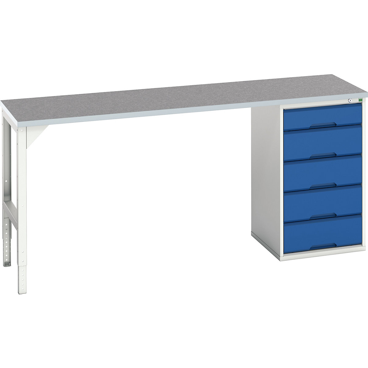 Bott Verso Pedestal Benches, Bott Verso Pedestal Benches, Bott Verso Pedestal Bench | 930h x 2000w x 600d mm | Blue | Lino Worktop | 5 Drawer | 525w Cabinet-0