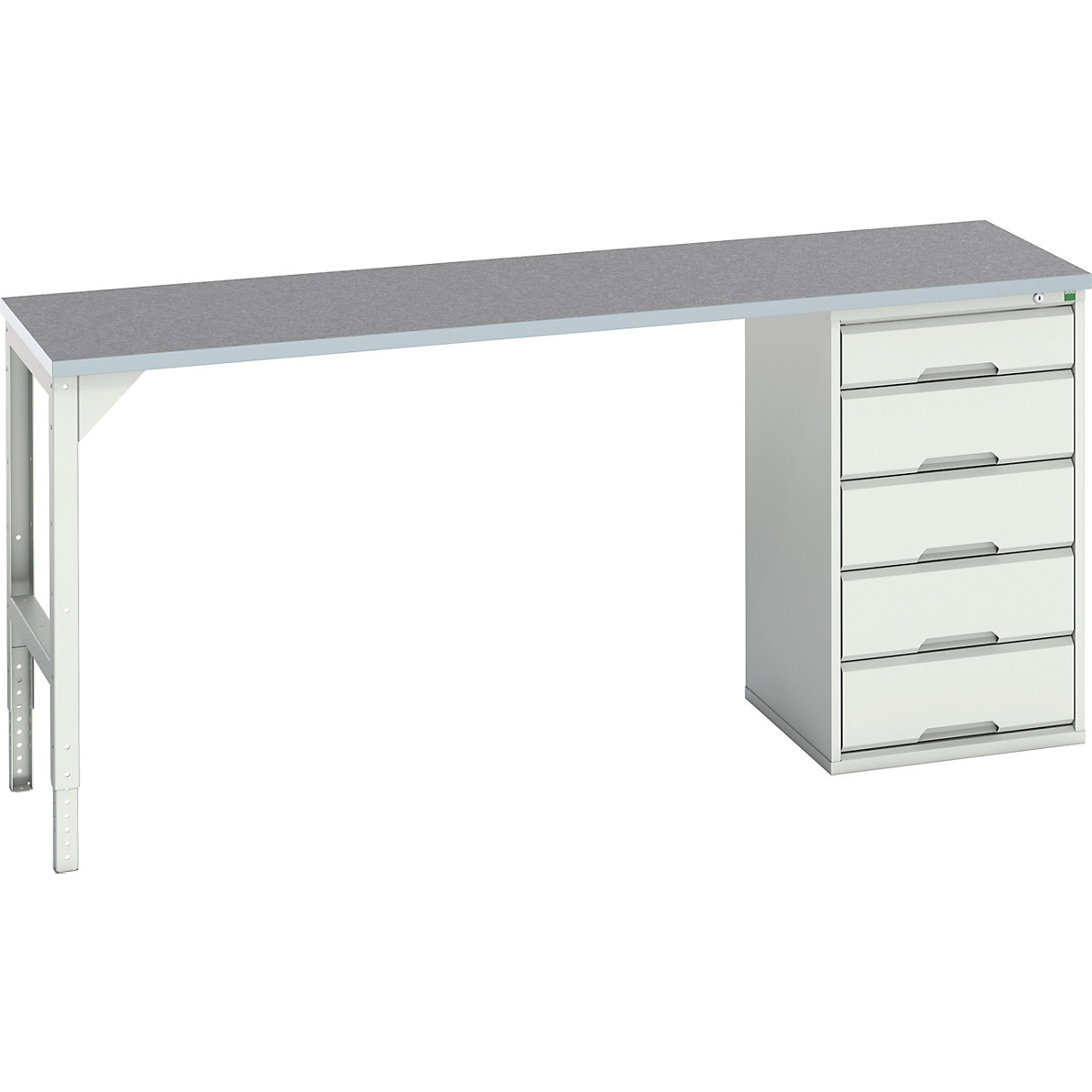 Bott Verso Pedestal Benches, Bott Verso Pedestal Benches, Bott Verso Pedestal Bench | 930h x 2000w x 600d mm | Light Grey | Lino Worktop | 5 Drawer | 525w Cabinet-0