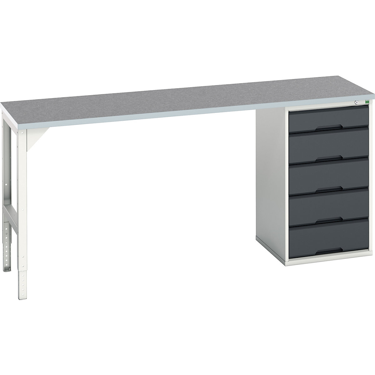 Bott Verso Pedestal Benches, Bott Verso Pedestal Benches, Bott Verso Pedestal Bench | 930h x 2000w x 600d mm | Anthracite Grey | Lino Worktop | 5 Drawer | 525w Cabinet-0