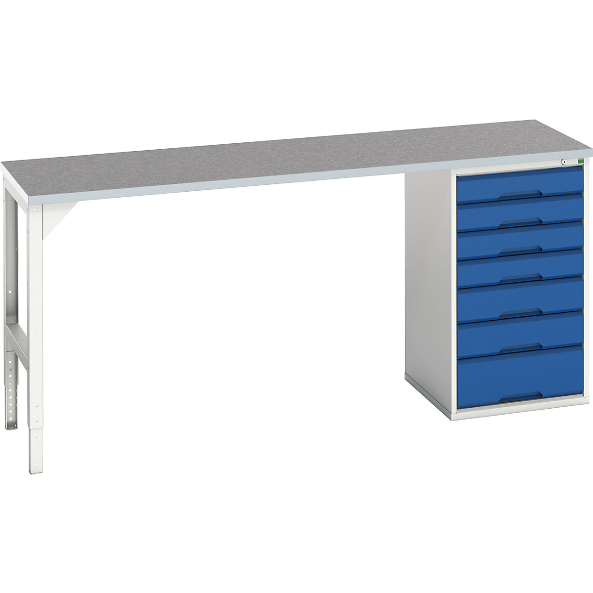 Bott Verso Pedestal Benches, Bott Verso Pedestal Benches, Bott Verso Pedestal Bench | 930h x 2000w x 600d mm | Blue | Lino Worktop | 7 Drawer | 525w Cabinet-0