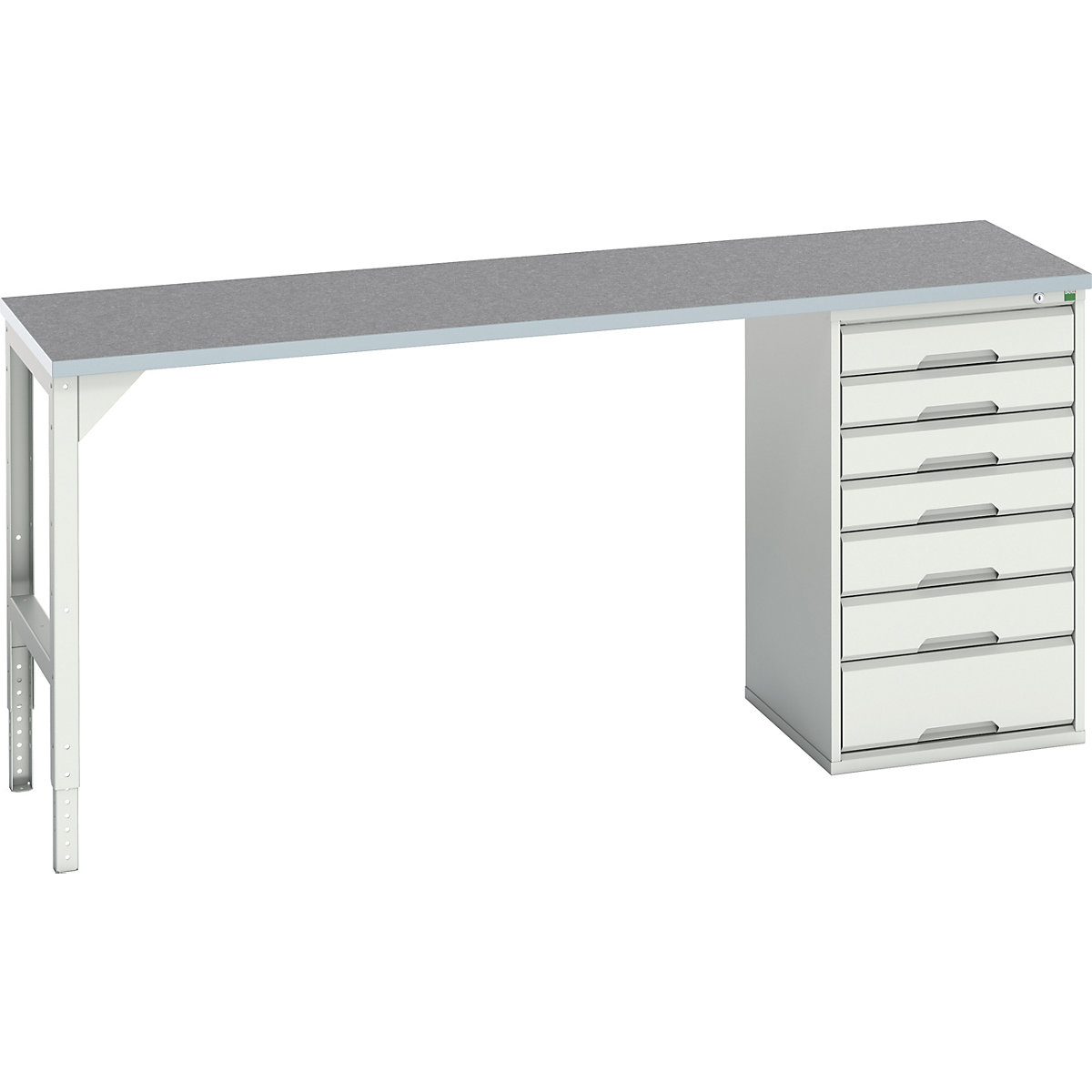 Bott Verso Pedestal Benches, Bott Verso Pedestal Benches, Bott Verso Pedestal Bench | 930h x 2000w x 600d mm | Light Grey | Lino Worktop | 7 Drawer | 525w Cabinet-0