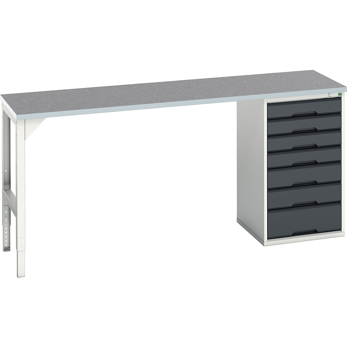 Bott Verso Pedestal Benches, Bott Verso Pedestal Benches, Bott Verso Pedestal Bench | 930h x 2000w x 600d mm | Anthracite Grey | Lino Worktop | 7 Drawer | 525w Cabinet-0