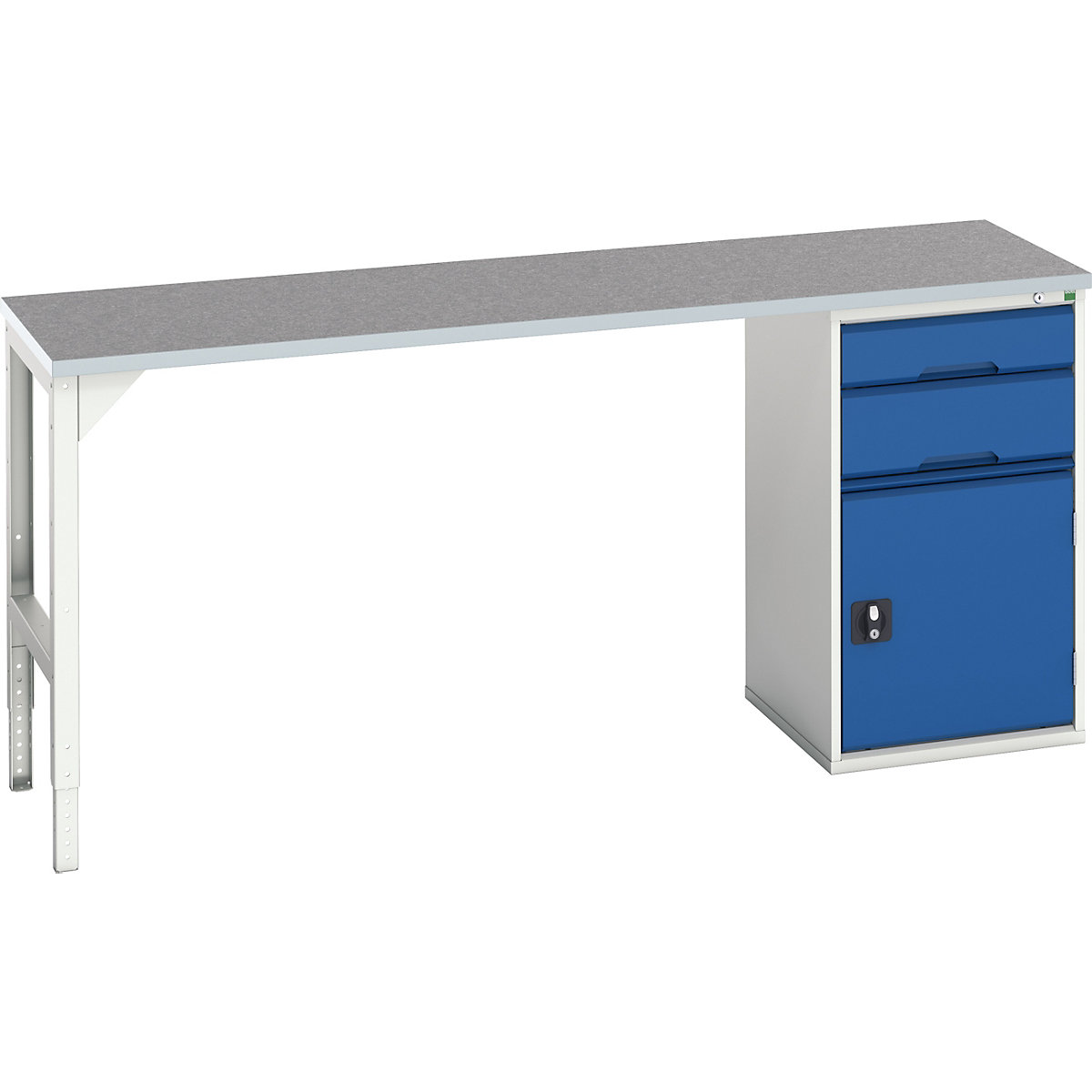 Bott Verso Pedestal Benches, Bott Verso Pedestal Benches, Bott Verso Pedestal Bench | 930h x 2000w x 600d mm | Blue | Lino Worktop | 2 Drawer & Cupboard | 525w Cabinet-0