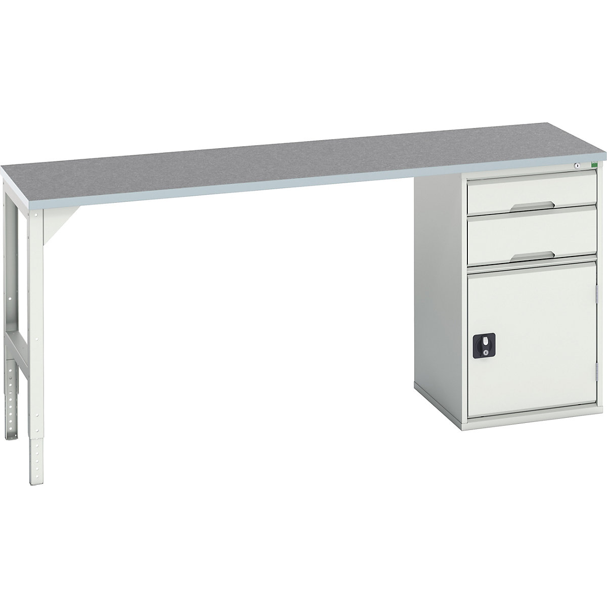 Bott Verso Pedestal Benches, Bott Verso Pedestal Benches, Bott Verso Pedestal Bench | 930h x 2000w x 600d mm | Light Grey | Lino Worktop | 2 Drawer & Cupboard | 525w Cabinet-0