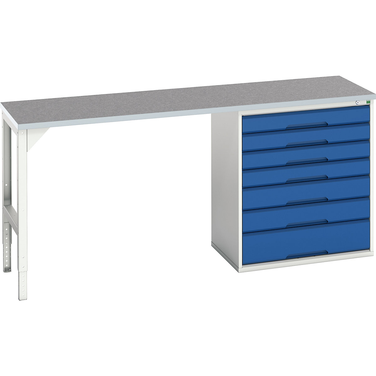 Bott Verso Pedestal Benches, Bott Verso Pedestal Benches, Bott Verso Pedestal Bench | 930h x 2000w x 600d mm | Blue | Lino Worktop | 7 Drawer | 800w Cabinet-0