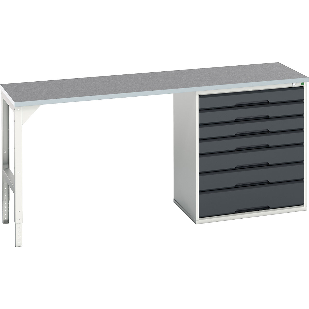 Bott Verso Pedestal Benches, Bott Verso Pedestal Benches, Bott Verso Pedestal Bench | 930h x 2000w x 600d mm | Anthracite Grey | Lino Worktop | 7 Drawer | 800w Cabinet-0