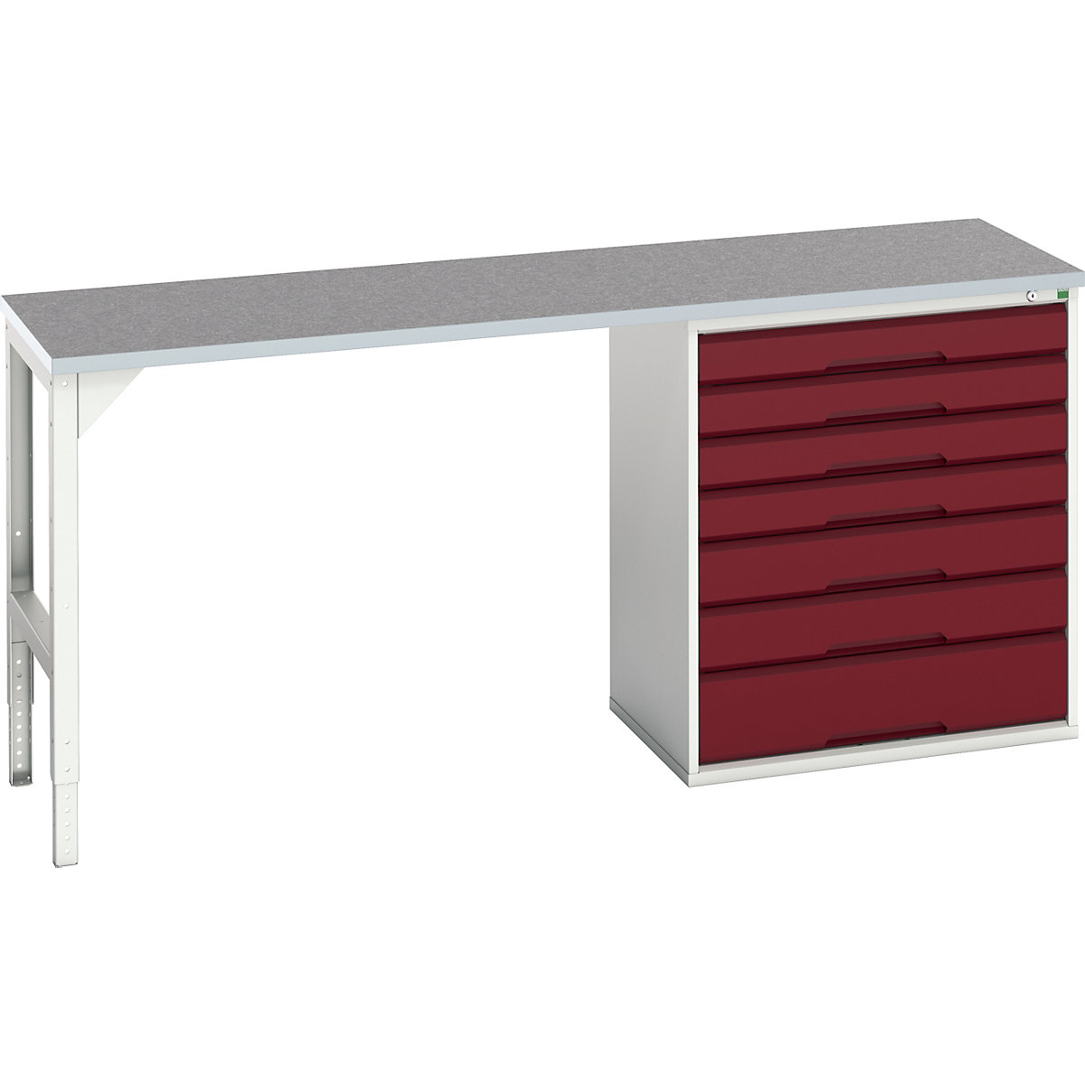 Bott Verso Pedestal Benches, Bott Verso Pedestal Benches, Bott Verso Pedestal Bench | 930h x 2000w x 600d mm | Red | Lino Worktop | 7 Drawer | 800w Cabinet-0