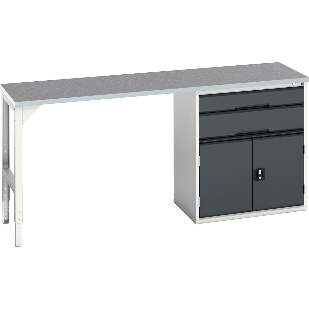 Bott Verso Pedestal Benches, Bott Verso Pedestal Benches, Bott Verso Pedestal Bench | 930h x 2000w x 600d mm | Anthracite Grey | Lino Worktop | 2 Drawer & Cupboard | 800w Cabinet-0