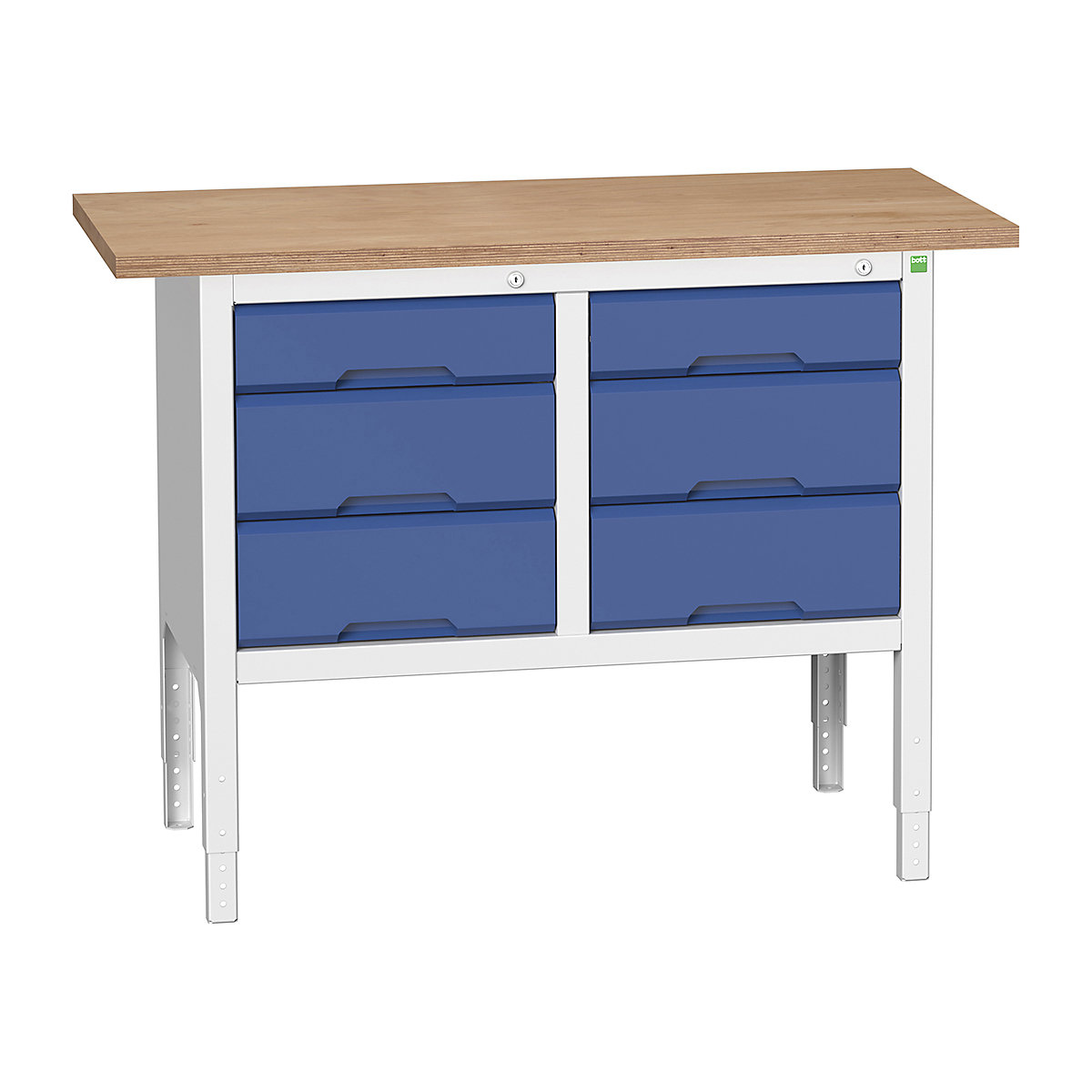 Bott Verso Storage Bench | 1250 Wide, Bott Verso Storage Bench | 1250 Wide, Bott Verso Height Adjustable Storage Bench | 930h x 1250w x 600d mm | 2x 125, 4x 175 Drawers | Blue-0
