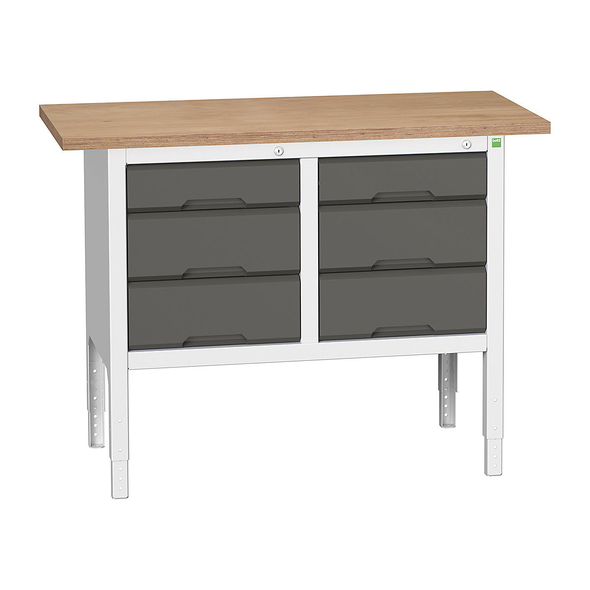 Bott Verso Storage Bench | 1250 Wide, Bott Verso Storage Bench | 1250 Wide, Bott Verso Height Adjustable Storage Bench | 930h x 1250w x 600d mm | 2x 125, 4x 175 Drawers | Anthracite Grey-0
