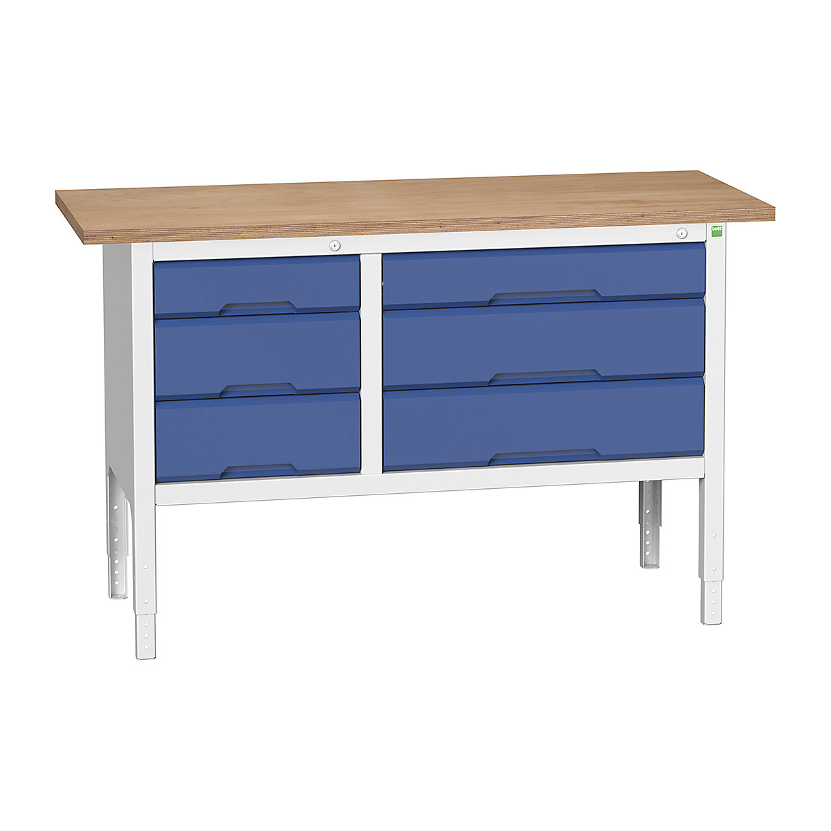 Bott Verso Storage Bench | 1500 Wide, Bott Verso Storage Bench | 1500 Wide, Bott Verso Height Adjustable Storage Bench | 930h x 1500w x 600d mm | 2x 125, 4x 175 Drawers | Blue-0