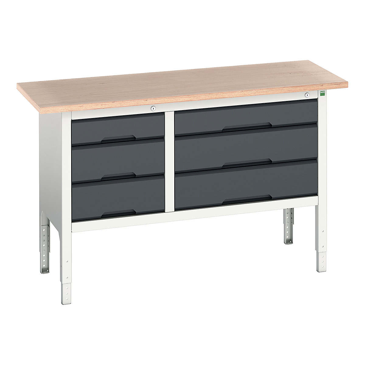 Bott Verso Storage Bench | 1500 Wide, Bott Verso Storage Bench | 1500 Wide, Bott Verso Height Adjustable Storage Bench | 930h x 1500w x 600d mm | 2x 125, 4x 175 Drawers | Anthracite Grey-0