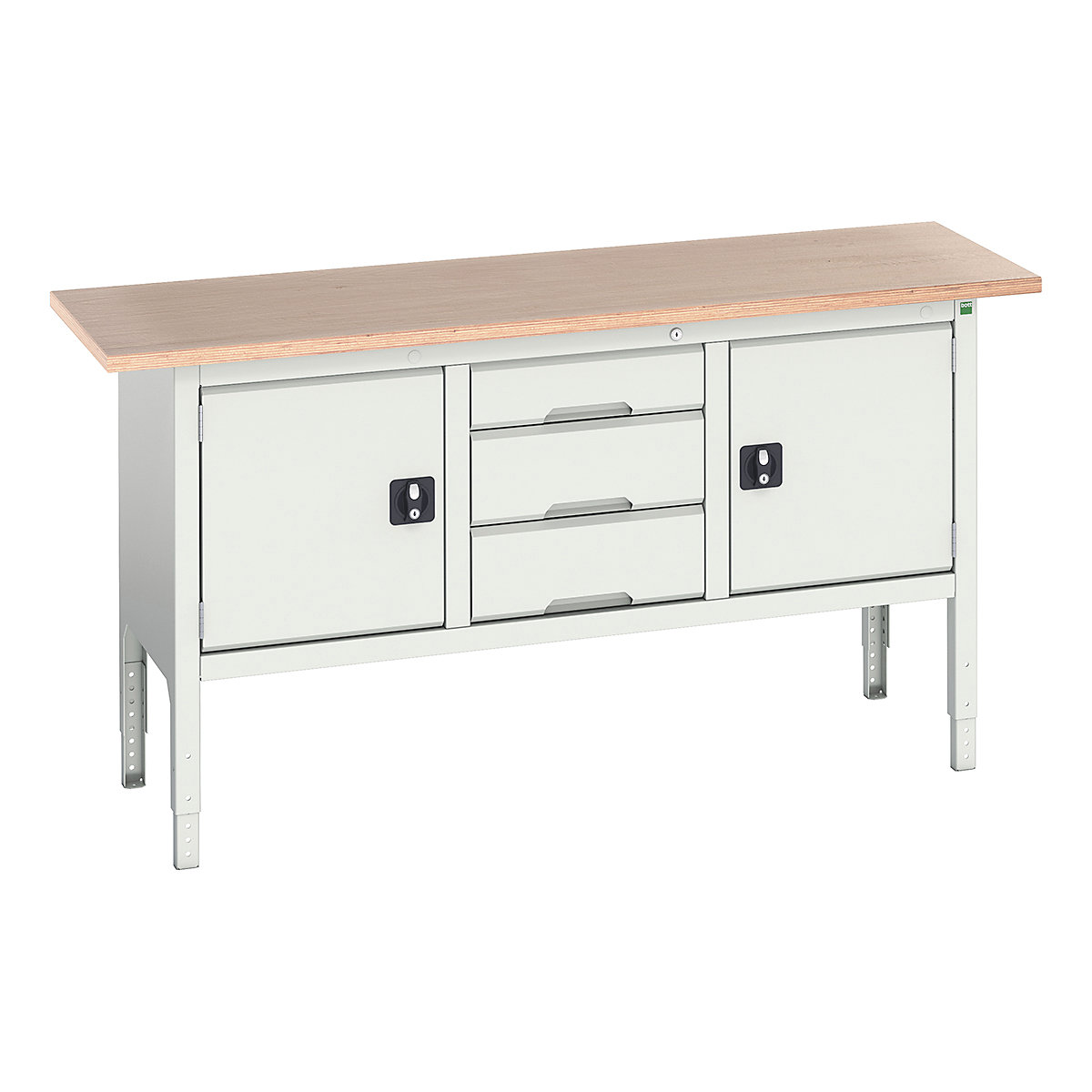 Bott Verso Storage Bench | 1750 Wide, Bott Verso Storage Bench | 1750 Wide, Bott Verso Height Adjustable Storage Bench | 930h x 1750w x 600d mm | 2x 475 Cupboards, 1x 125, 2x 175 Drawers | Light Grey-0