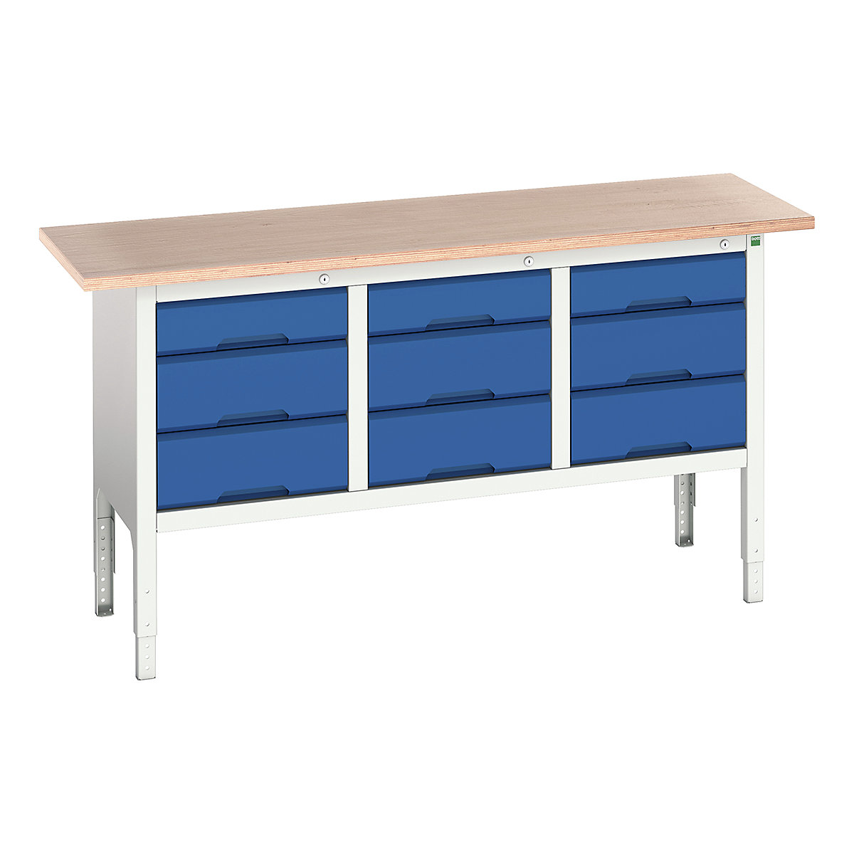 Bott Verso Storage Bench | 1750 Wide, Bott Verso Storage Bench | 1750 Wide, Bott Verso Height Adjustable Storage Bench | 930h x 1750w x 600d mm | 3x 125, 6x 175 Drawers | Blue-0