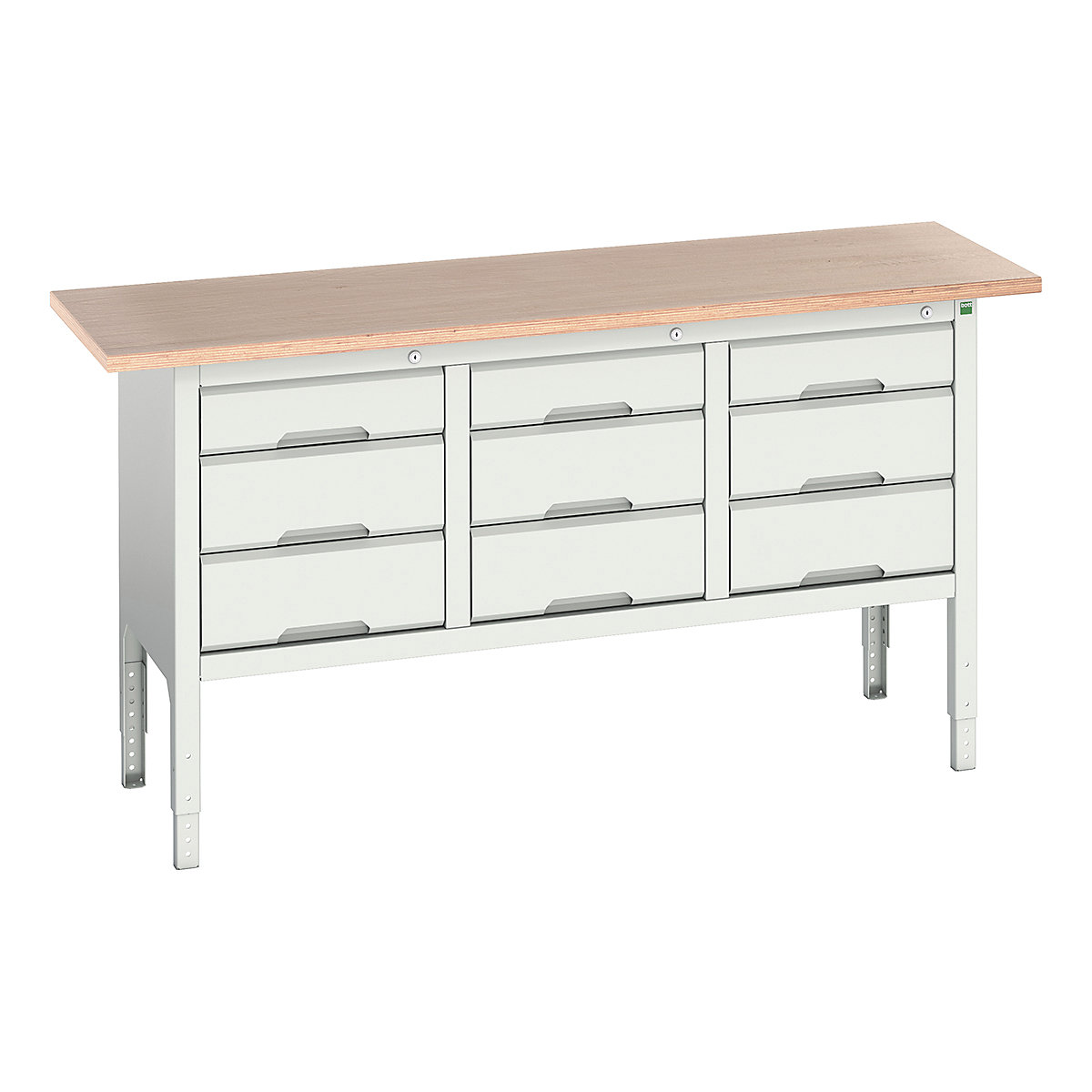 Bott Verso Storage Bench | 1750 Wide, Bott Verso Storage Bench | 1750 Wide, Bott Verso Height Adjustable Storage Bench | 930h x 1750w x 600d mm | 3x 125, 6x 175 Drawers | Light Grey-0