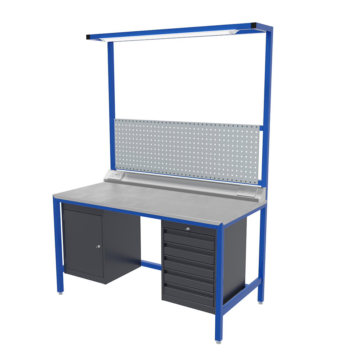 BiGDUG Fully Welded Workbench Kits | 500kg UDL, BiGDUG Fully Welded Workbench Kits | 500kg UDL, BiGDUG Fully Welded Workbench Kit | 840h x 1200w x 600d mm | Blue | Laminate Worktop | 500kg UDL-0