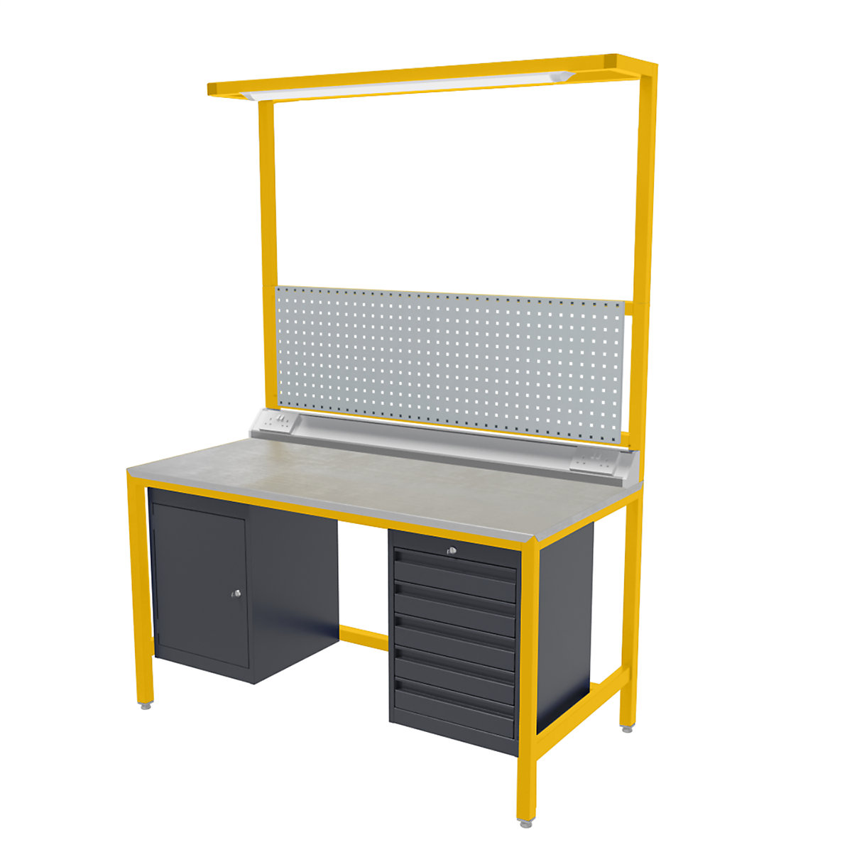 BiGDUG Fully Welded Workbench Kits | 500kg UDL, BiGDUG Fully Welded Workbench Kits | 500kg UDL, BiGDUG Fully Welded Workbench Kit | 840h x 1200w x 600d mm | Yellow | Laminate Worktop | 500kg UDL-0