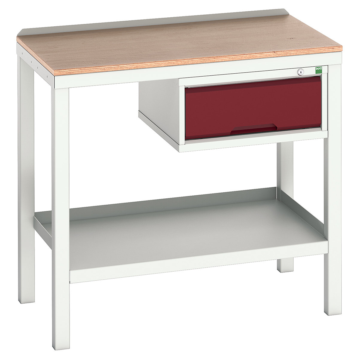 Bott Verso Fully Welded Benches, Bott Verso Fully Welded Benches, Bott Verso Welded Bench | With Drawer | 930h x 1000w x 600d mm | Red | MPX Worktop | 500kg UDL-0