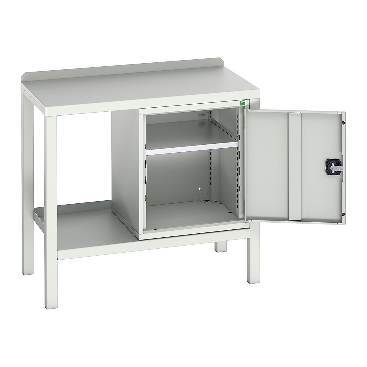 Bott Verso Fully Welded Benches, Bott Verso Fully Welded Benches, Bott Verso Welded Bench | With Cupboard | 910h x 1000w x 600d mm | Light Grey | Steel Worktop | 500kg UDL-0