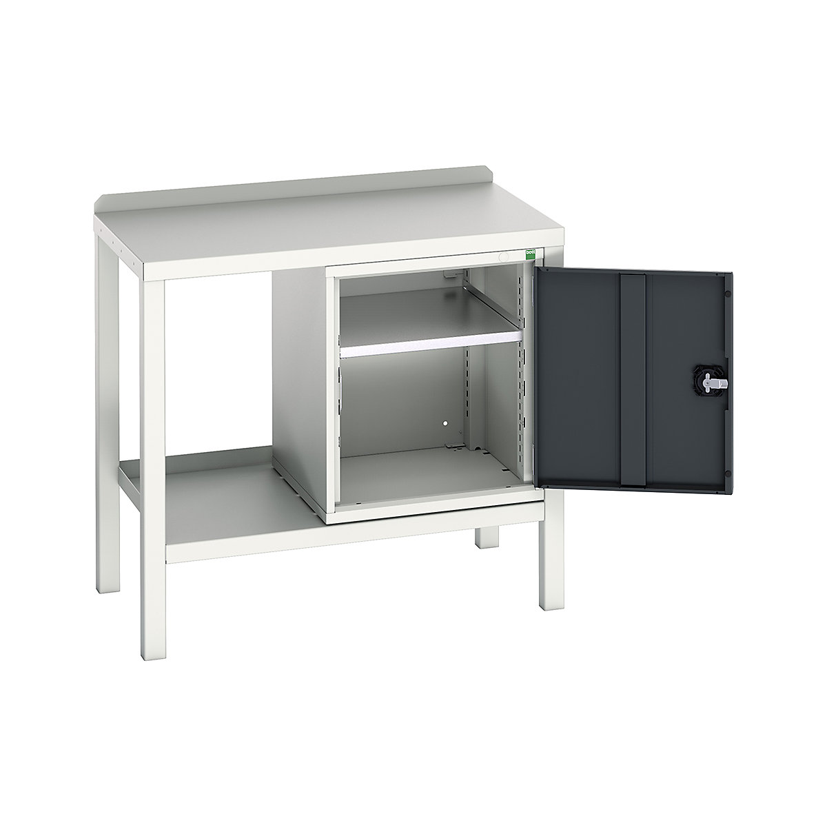 Bott Verso Fully Welded Benches, Bott Verso Fully Welded Benches, Bott Verso Welded Bench | With Cupboard | 910h x 1000w x 600d mm | Anthracite Grey | Steel Worktop | 500kg UDL-0