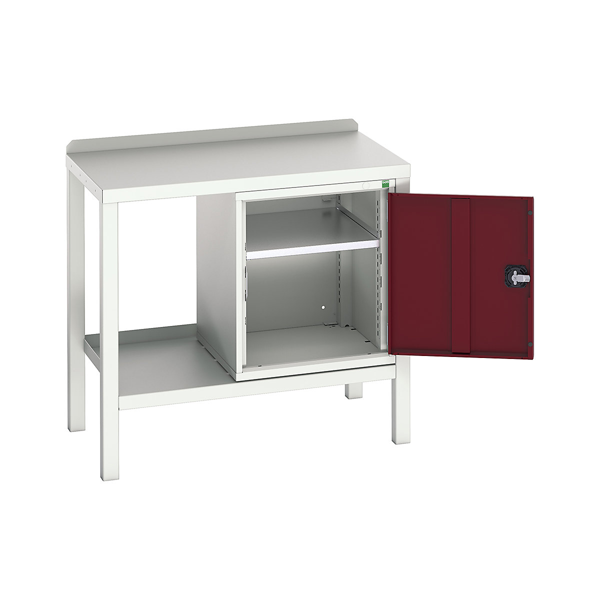 Bott Verso Fully Welded Benches, Bott Verso Fully Welded Benches, Bott Verso Welded Bench | With Cupboard | 910h x 1000w x 600d mm | Red | Steel Worktop | 500kg UDL-0