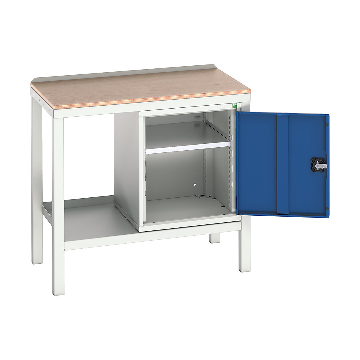 Bott Verso Fully Welded Benches, Bott Verso Fully Welded Benches, Bott Verso Welded Bench | With Cupboard | 930h x 1000w x 600d mm | Blue | MPX Worktop | 500kg UDL-0