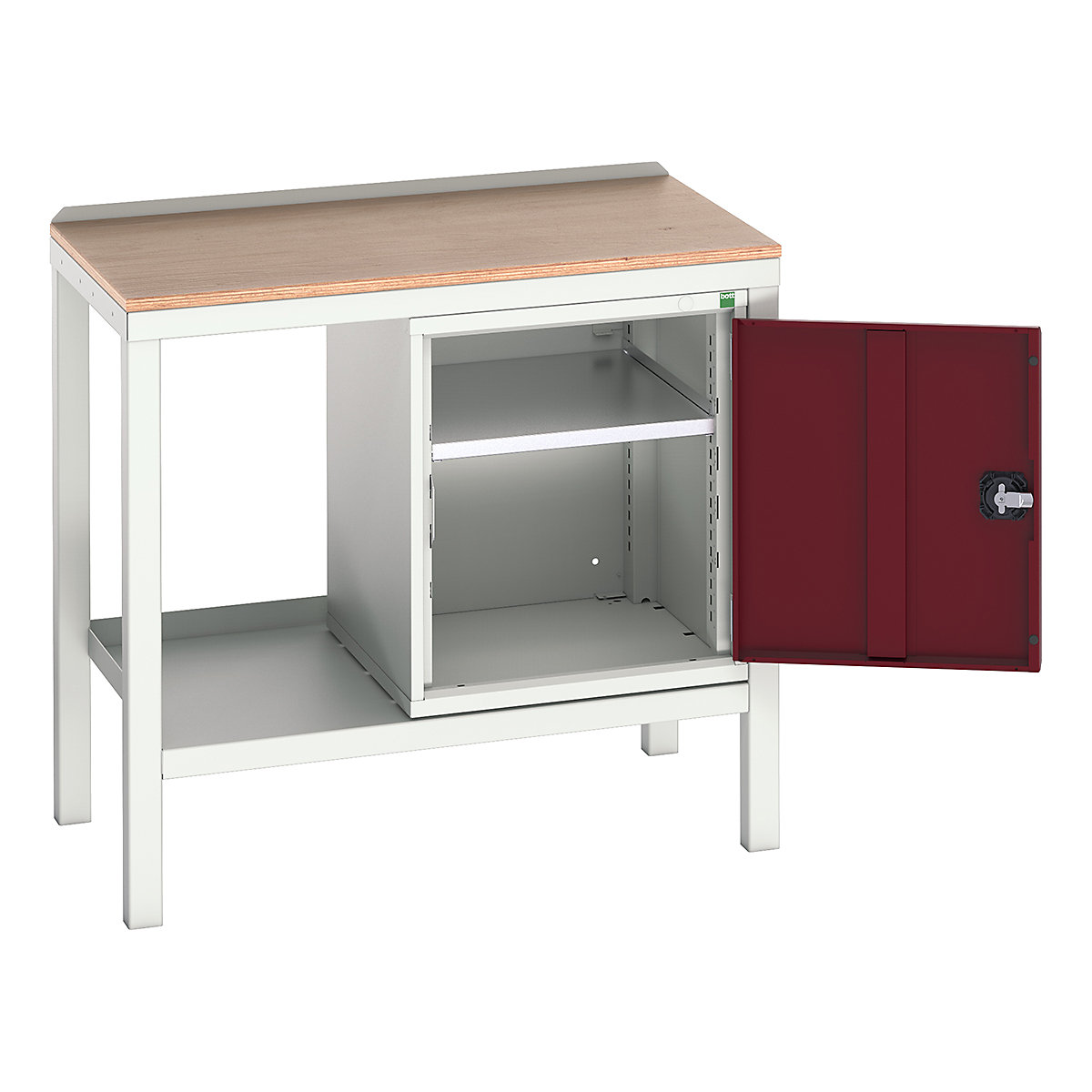 Bott Verso Fully Welded Benches, Bott Verso Fully Welded Benches, Bott Verso Welded Bench | With Cupboard | 930h x 1000w x 600d mm | Red | MPX Worktop | 500kg UDL-0