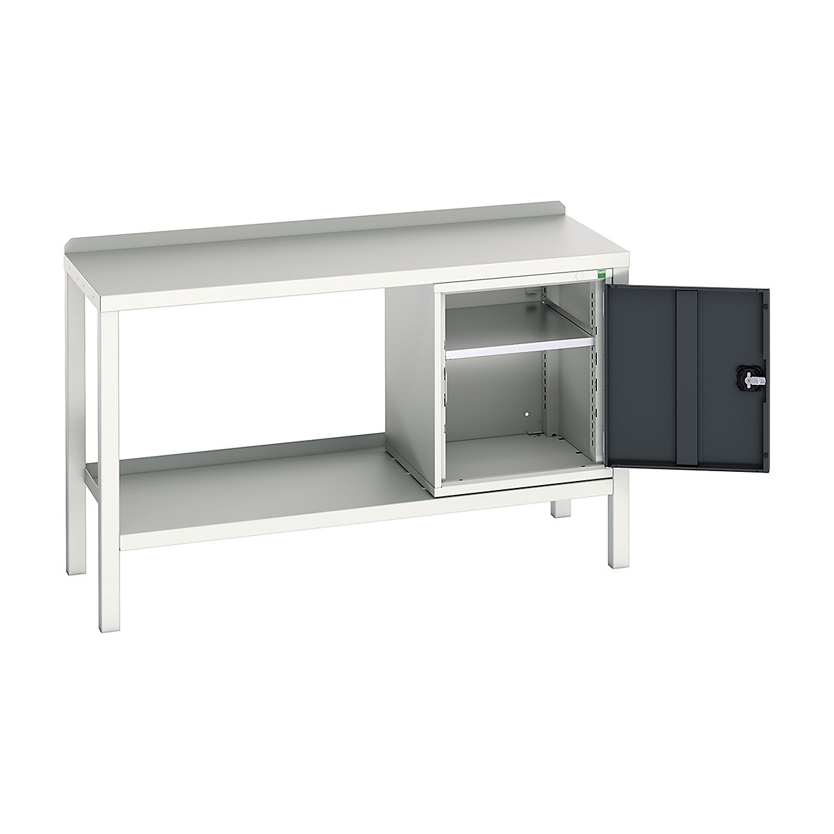 Bott Verso Fully Welded Benches, Bott Verso Fully Welded Benches, Bott Verso Welded Bench | With Cupboard | 910h x 1500w x 600d mm | Anthracite Grey | Steel Worktop | 400kg UDL-0