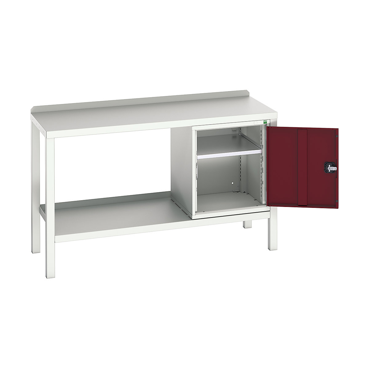 Bott Verso Fully Welded Benches, Bott Verso Fully Welded Benches, Bott Verso Welded Bench | With Cupboard | 910h x 1500w x 600d mm | Red | Steel Worktop | 400kg UDL-0