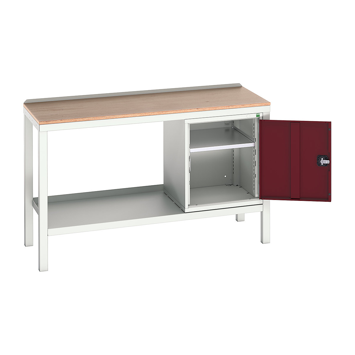 Bott Verso Fully Welded Benches, Bott Verso Fully Welded Benches, Bott Verso Welded Bench | With Cupboard | 930h x 1500w x 600d mm | Red | MPX Worktop | 400kg UDL-0