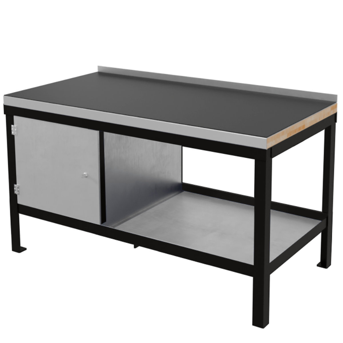 BiGDUG Super Heavy Duty Workbenches, BiGDUG Super Heavy Duty Workbenches, BiGDUG Super Heavy Duty Bench with Cupboard | 840h x 1200w x 600d mm | Black | Rubber Over Steel Worktop | 1500kg UDL-0
