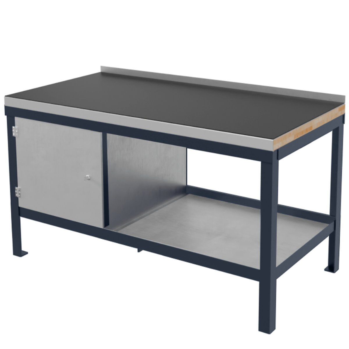 BiGDUG Super Heavy Duty Workbenches, BiGDUG Super Heavy Duty Workbenches, BiGDUG Super Heavy Duty Bench with Cupboard | 840h x 1200w x 600d mm | Dark Grey | Rubber Over Steel Worktop | 1500kg UDL-0
