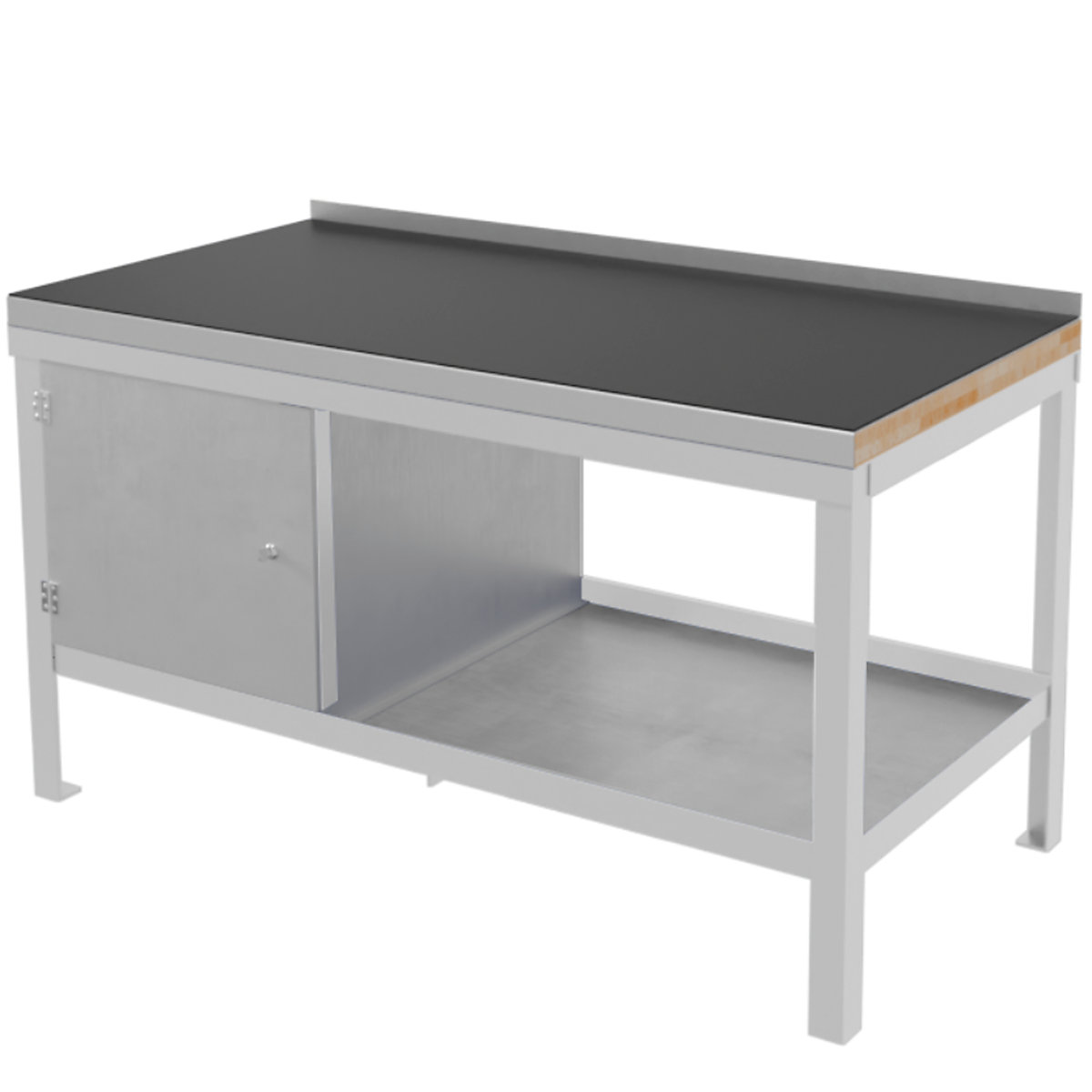 BiGDUG Super Heavy Duty Workbenches, BiGDUG Super Heavy Duty Workbenches, BiGDUG Super Heavy Duty Bench with Cupboard | 840h x 1200w x 600d mm | Light Grey | Rubber Over Steel Worktop | 1500kg UDL-0