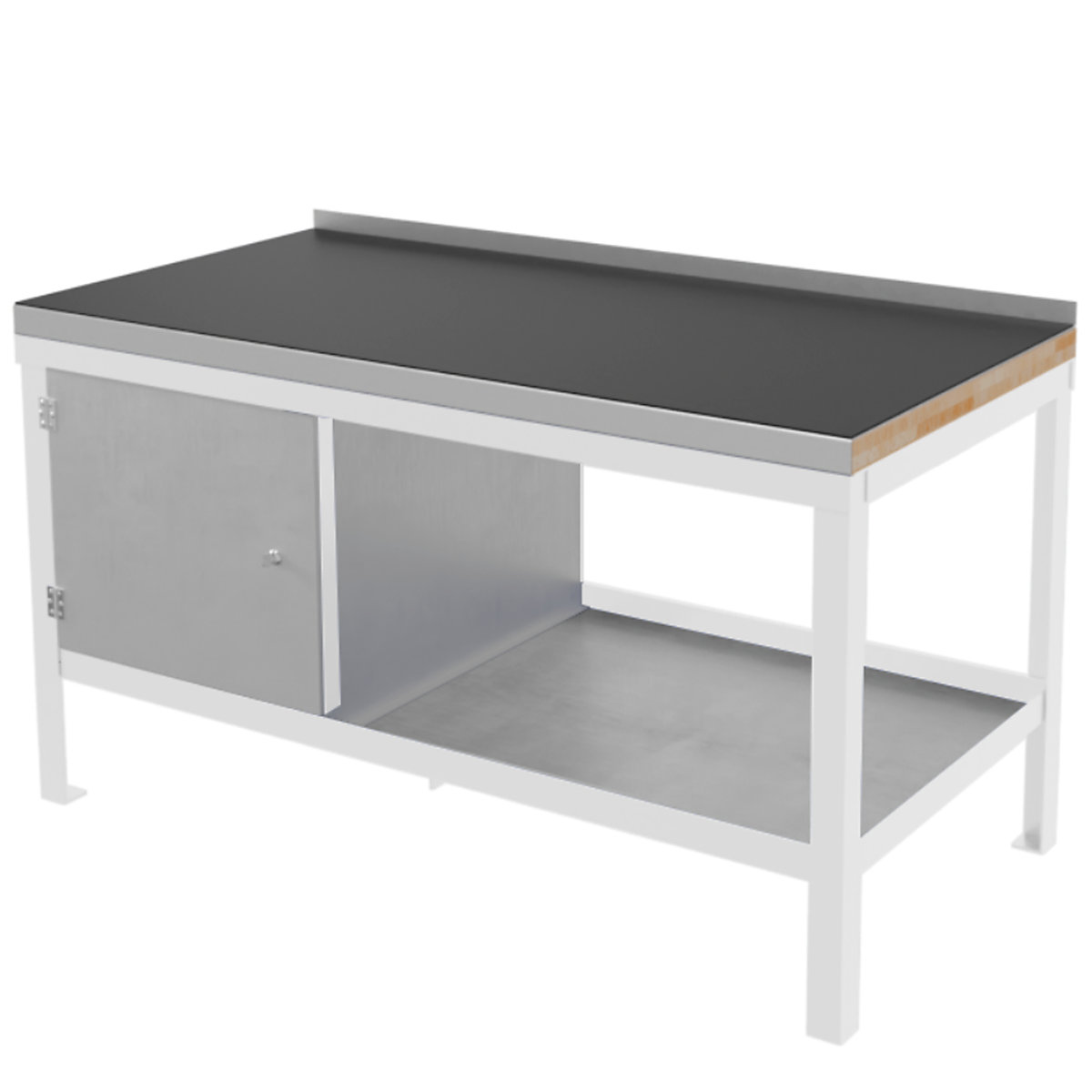 BiGDUG Super Heavy Duty Workbenches, BiGDUG Super Heavy Duty Workbenches, BiGDUG Super Heavy Duty Bench with Cupboard | 840h x 1200w x 600d mm | White | Rubber Over Steel Worktop | 1500kg UDL-0