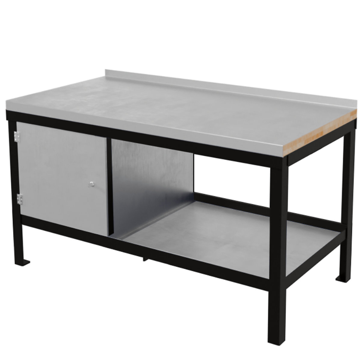 BiGDUG Super Heavy Duty Workbenches, BiGDUG Super Heavy Duty Workbenches, BiGDUG Super Heavy Duty Bench with Cupboard | 840h x 1200w x 600d mm | Black | Steel Worktop | 1500kg UDL-0