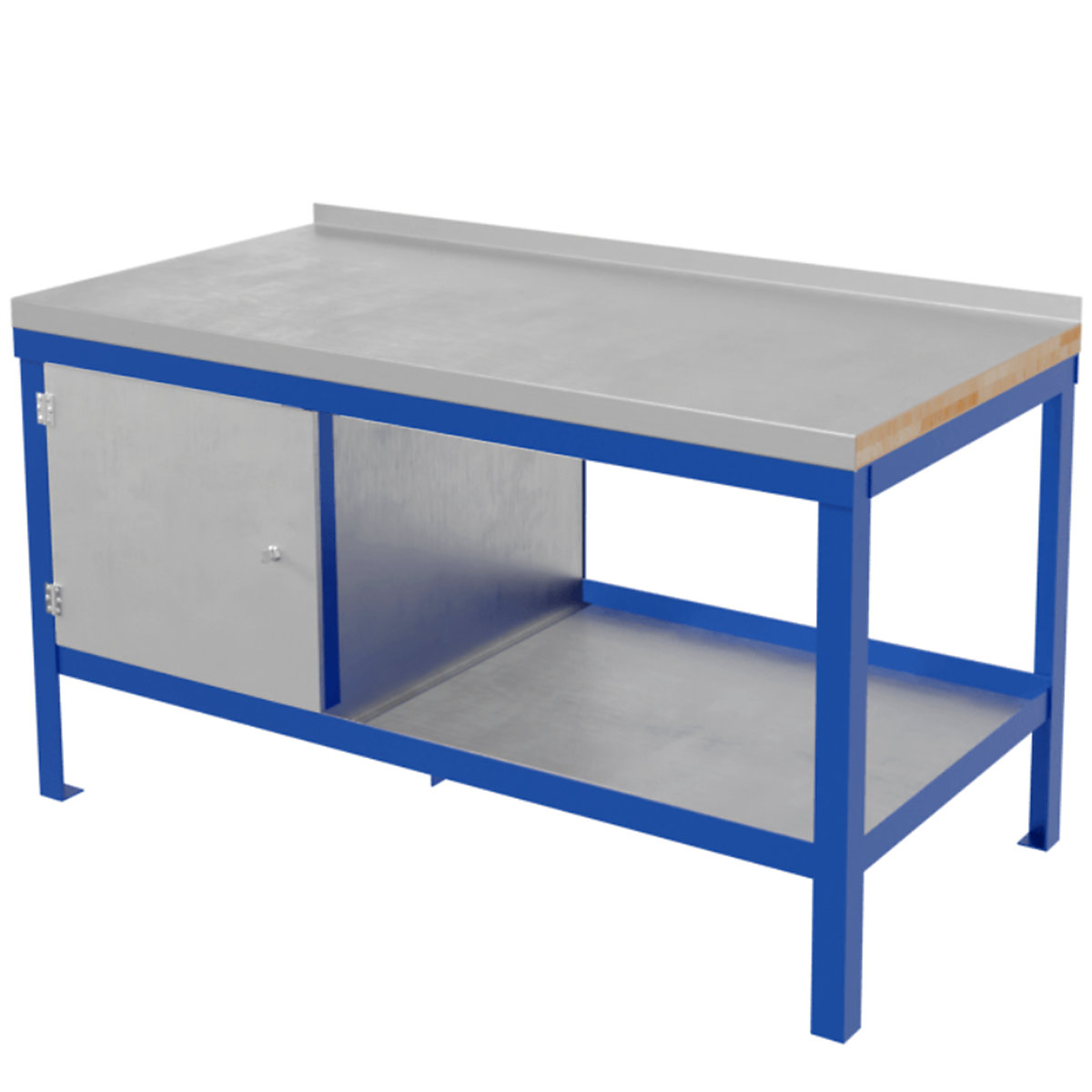 BiGDUG Super Heavy Duty Workbenches, BiGDUG Super Heavy Duty Workbenches, BiGDUG Super Heavy Duty Bench with Cupboard | 840h x 1200w x 600d mm | Blue | Steel Worktop | 1500kg UDL-0