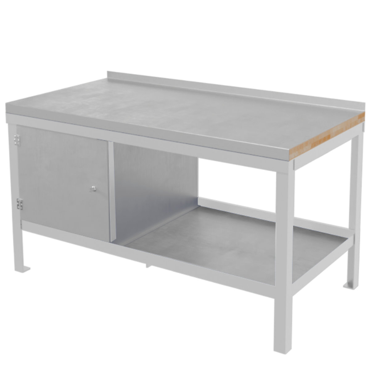 BiGDUG Super Heavy Duty Workbenches, BiGDUG Super Heavy Duty Workbenches, BiGDUG Super Heavy Duty Bench with Cupboard | 840h x 1200w x 600d mm | Light Grey | Steel Worktop | 1500kg UDL-0