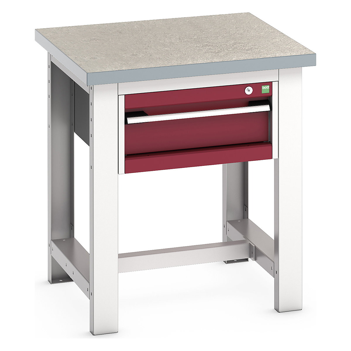 Bott Cubio Kitted Workstand, Bott Cubio Kitted Workstand, Bott Cubio Kitted Workstand | 840h x 750w x 750d mm | 1 Drawer | Red | Lino Worktop-0