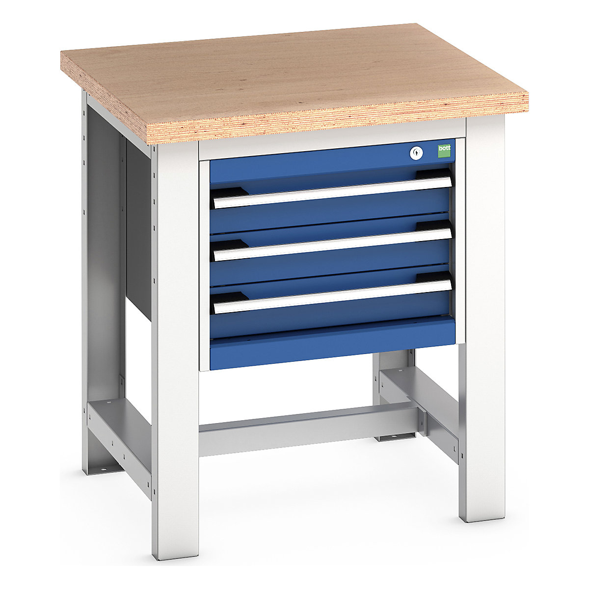 Bott Cubio Kitted Workstand, Bott Cubio Kitted Workstand, Bott Cubio Kitted Workstand | 840h x 750w x 750d mm | 3 Drawer | Blue | MPX Worktop-0