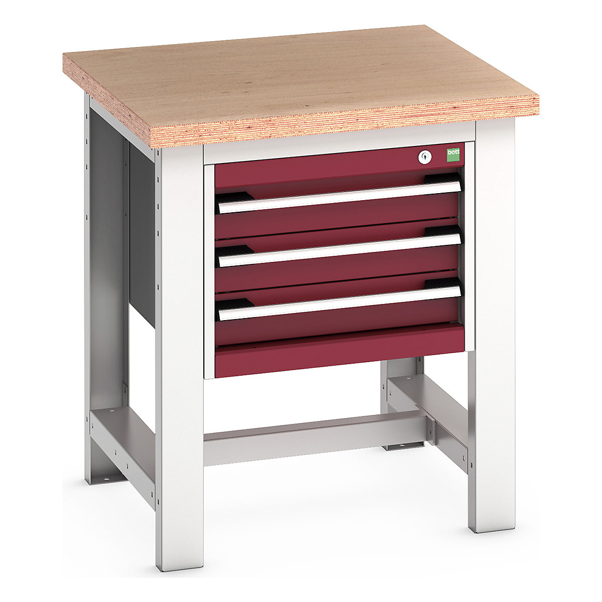 Bott Cubio Kitted Workstand, Bott Cubio Kitted Workstand, Bott Cubio Kitted Workstand | 840h x 750w x 750d mm | 3 Drawer | Red | MPX Worktop-0