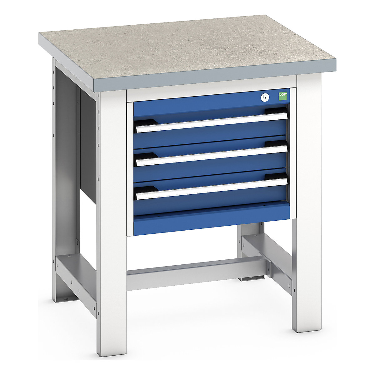 Bott Cubio Kitted Workstand, Bott Cubio Kitted Workstand, Bott Cubio Kitted Workstand | 840h x 750w x 750d mm | 3 Drawer | Blue | Lino Worktop-0