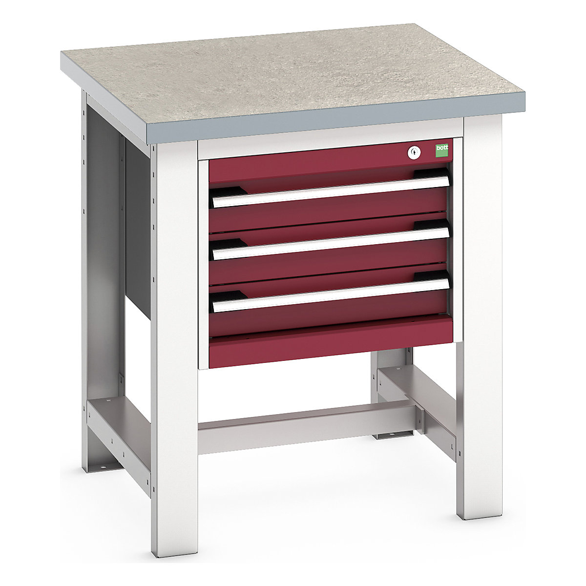 Bott Cubio Kitted Workstand, Bott Cubio Kitted Workstand, Bott Cubio Kitted Workstand | 840h x 750w x 750d mm | 3 Drawer | Red | Lino Worktop-0