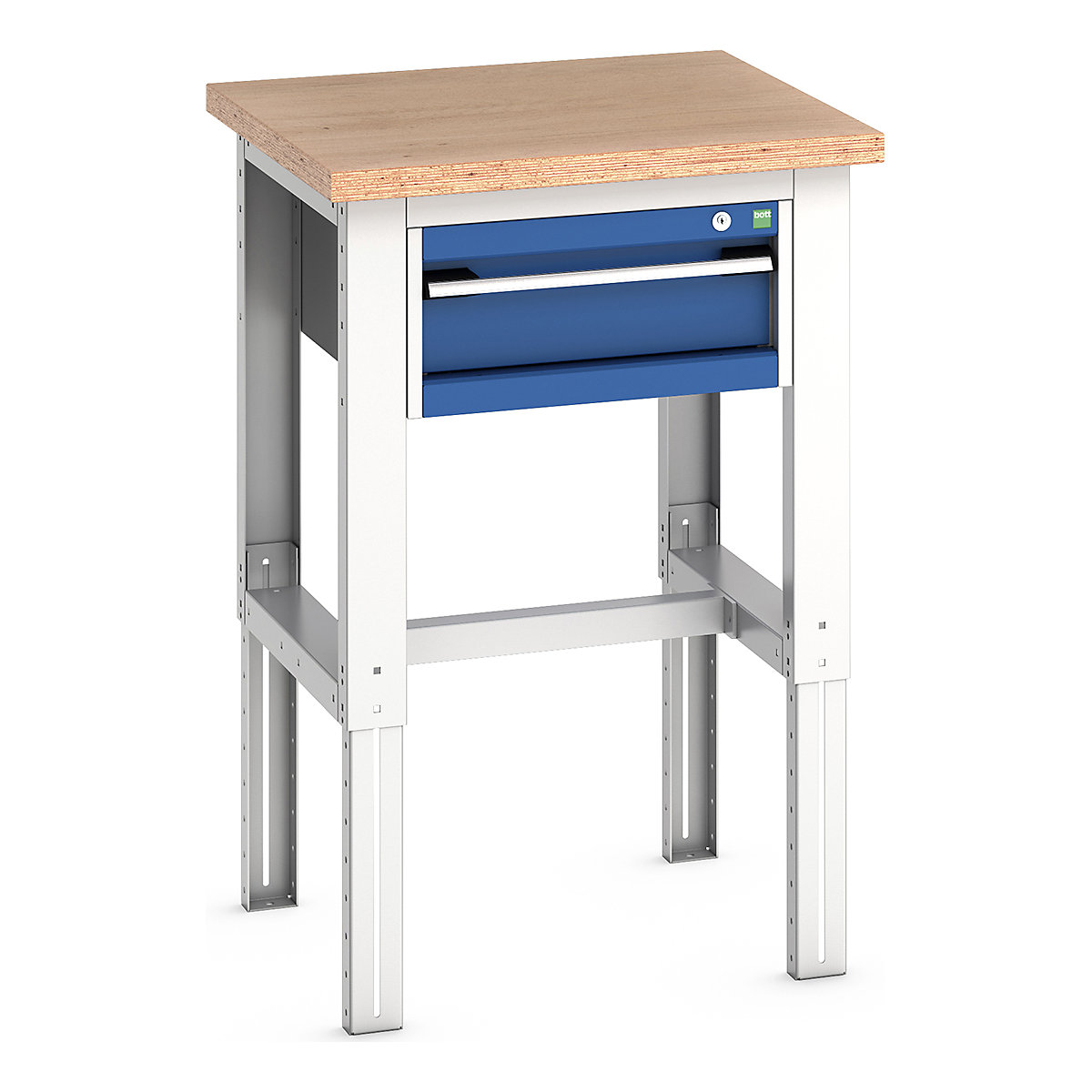 Bott Cubio Kitted Height Adjustable Workstand, Bott Cubio Kitted Height Adjustable Workstand, Bott Cubio Kitted Height Adjustable Workstand | 740 - 1140h x 750w x 750d mm | 1 Drawer | Blue | MPX Worktop-0
