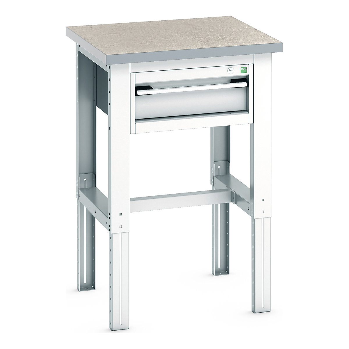 Bott Cubio Kitted Height Adjustable Workstand, Bott Cubio Kitted Height Adjustable Workstand, Bott Cubio Kitted Height Adjustable Workstand | 740 - 1140h x 750w x 750d mm | 1 Drawer | Light Grey | Lino Worktop-0