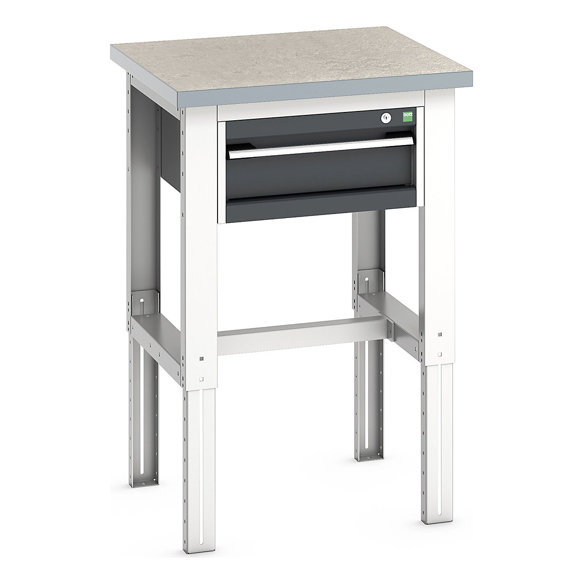 Bott Cubio Kitted Height Adjustable Workstand, Bott Cubio Kitted Height Adjustable Workstand, Bott Cubio Kitted Height Adjustable Workstand | 740 - 1140h x 750w x 750d mm | 1 Drawer | Anthracite Grey | Lino Worktop-0