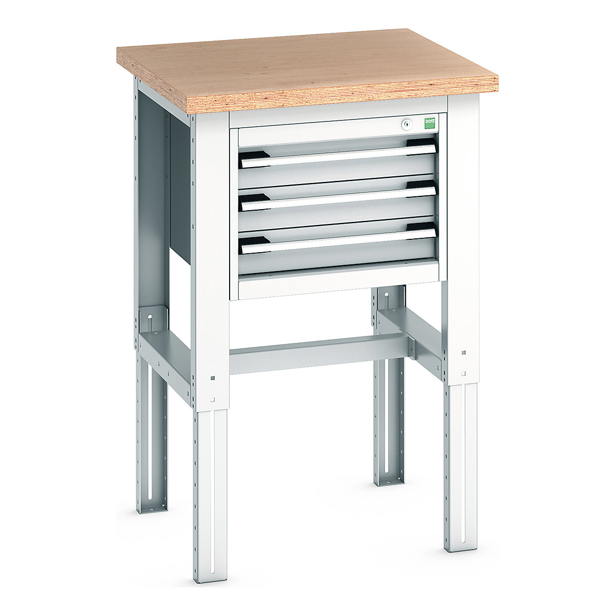 Bott Cubio Kitted Height Adjustable Workstand, Bott Cubio Kitted Height Adjustable Workstand, Bott Cubio Kitted Height Adjustable Workstand | 740 - 1140h x 750w x 750d mm | 3 Drawer | Light Grey | MPX Worktop-0