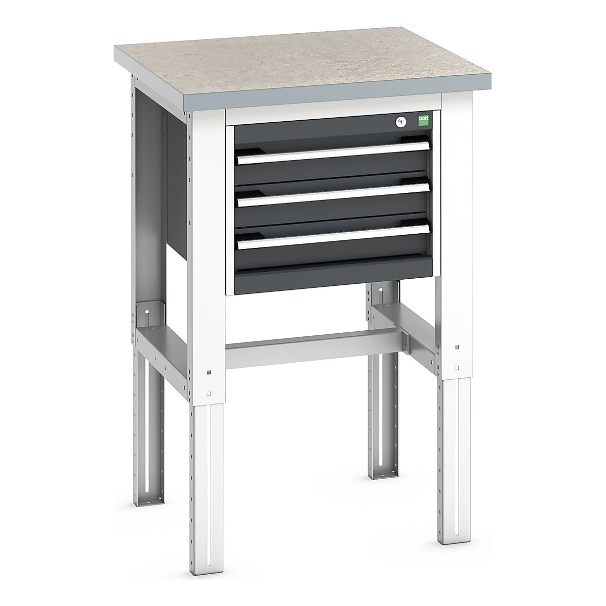 Bott Cubio Kitted Height Adjustable Workstand, Bott Cubio Kitted Height Adjustable Workstand, Bott Cubio Kitted Height Adjustable Workstand | 740 - 1140h x 750w x 750d mm | 3 Drawer | Anthracite Grey | Lino Worktop-0