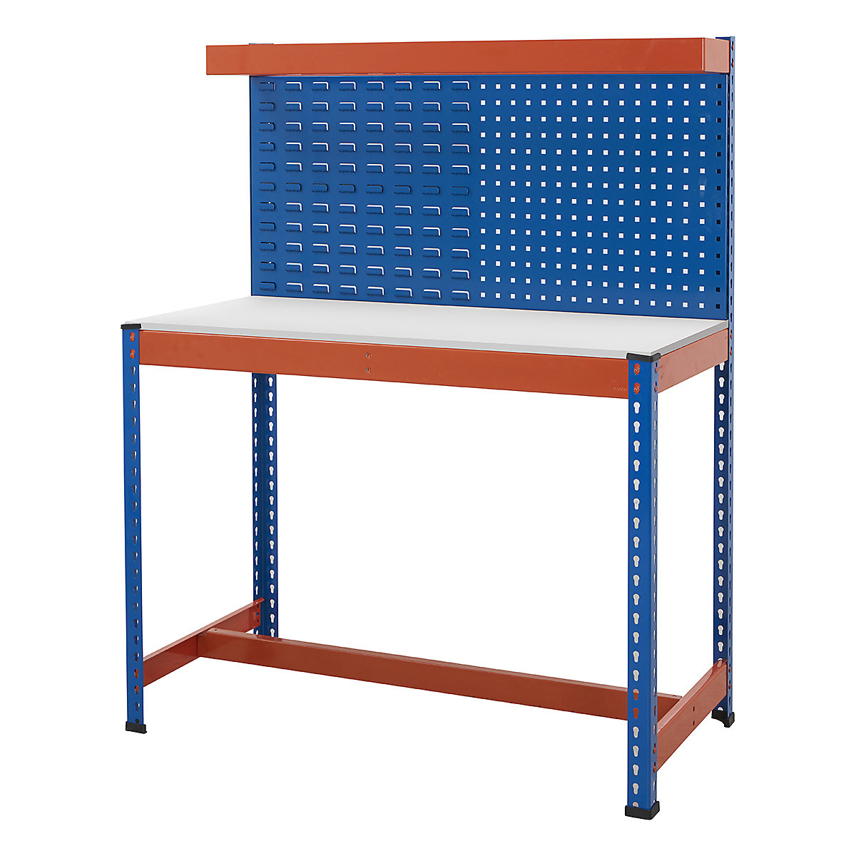 BiG400 Workstations With Back Panels, BiG400 Workstations With Back Panels, BiG400 Workstation | Melamine Worktop | 1556h x 1220w x 610d mm | T-Bar Base | Combination Panel | Cantilever Shelf | 400kg UDL | Blue & Orange-19